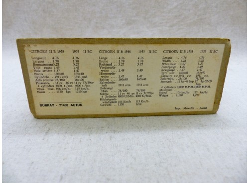 Dubray 18 Citroen Traction Avant 11 BC 1953 NM Boite