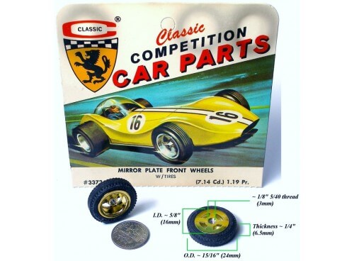 Classic Industries 3373 Blister de 12 Roues complètes Slot Cars US 1/24