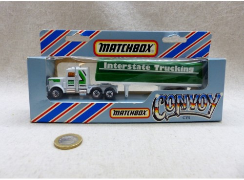 Matchbox Convoy CY5 Camion Peterbilt avec Remorque Bachée Interstate NM Boite