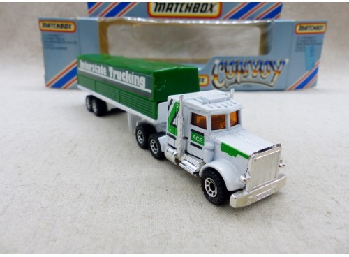 Matchbox Convoy CY5 Camion Peterbilt avec Remorque Bachée Interstate NM Boite