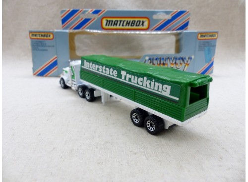 Matchbox Convoy CY5 Camion Peterbilt avec Remorque Bachée Interstate NM Boite vue arrière