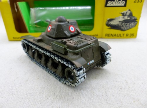 Solido 233 Char Militaire Français Renault R 35 avec Boite vue arrière