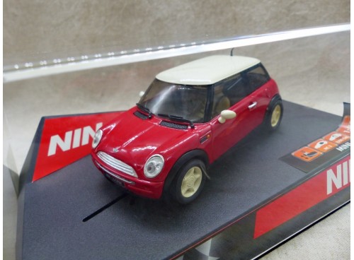 Ninco 50275 Mini Cooper Rouge Toit Blanc Neuve Boite trois quart avant