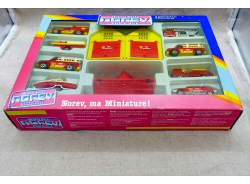 coffret miniatures auto Norev Mini-Jet Coffret " Fire Brigade " Pompiers NM Boite