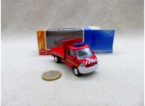 miniature auto Norev 3 inches Renault Master 2003 Plateau benne Pompiers Neuf Boite