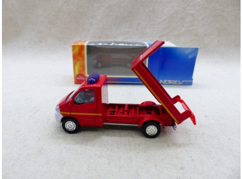 Norev 3 inches Renault Master 2003 Plateau benne Pompiers Neuf Boite bascule