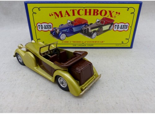 Matchbox MOY Models of Yesteryears 70-ANN Lagonda Or/Marron Code 2 Rare !