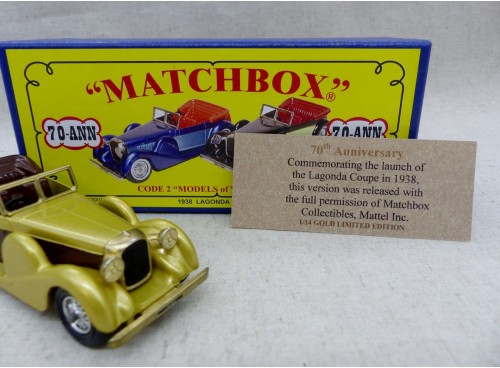 Matchbox MOY Models of Yesteryears 70-ANN Lagonda Or/Marron Code 2 Rare !