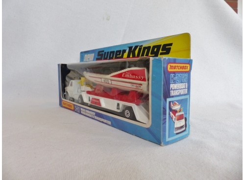 Matchbox King Size K-27 SuperKings Camion Embassy Powerboat Transporter