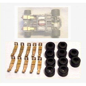 pièces pour circuit routierTyco Magnum 440 Lot de 10 lames (shoes) + 10 pneus Arr. Urethane