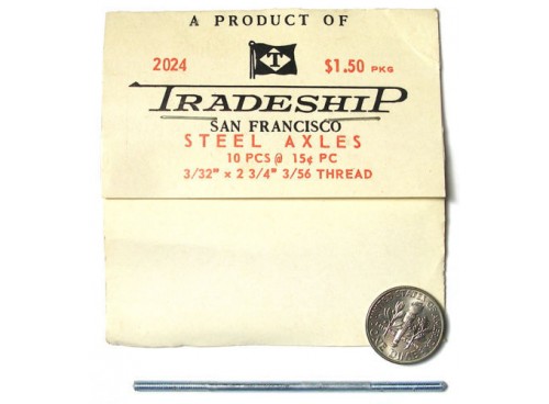 Slot Car U.S. 1/32 1/24 Cox Revell etc Tradeship 2024: 10 axes acier bouts filetés pièce neuve d'époque