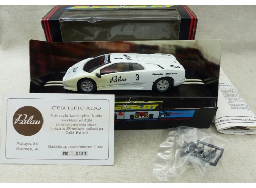 voiture Scalextric C361 Lamborghini n°3 blanche Edition limitée Palau avec lumières