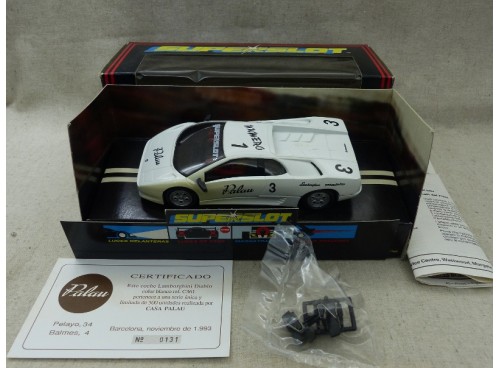 Scalextric C361 Lamborghini n°3 blanche Edition limitée Palau avec lumières N/B