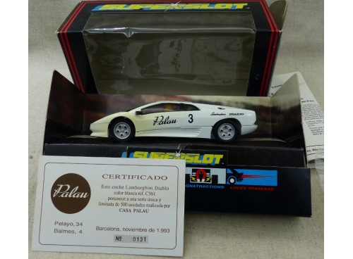 Scalextric C361 Lamborghini n°3 blanche Edition limitée Palau avec lumières N/B
