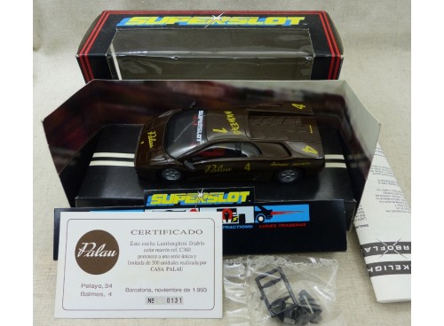 Scalextric Superslot C360 Lamborghini n°4 Marron Edition limitée Palau avec lumières N/B