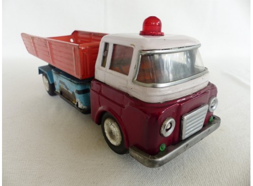 MF (?) Camion Benne Grand Modèle Jouet en Tôle avec Moteur Electrique