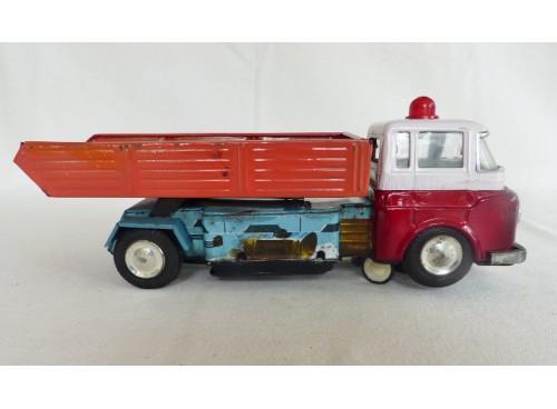 MF (?) Camion Benne Grand Modèle Jouet en Tôle avec Moteur Electrique