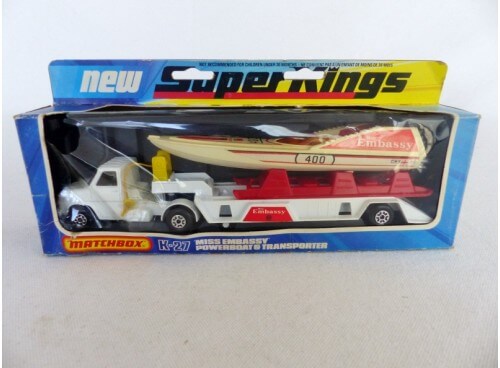 Matchbox KingSize K-27 Miss Embassy Powerboat et Transporteur