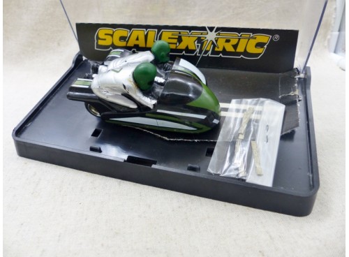 Scalextric C282 Green Motorcycle Combination Side Car TBE