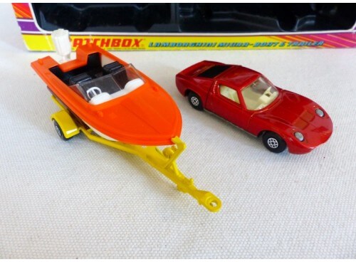 Matchbox SuperKings K-29 Lamborghini et Bateau avec remorque details