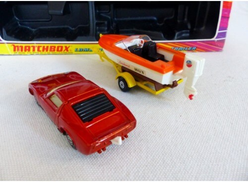 Matchbox SuperKings K-29 Lamborghini et Bateau avec remorque