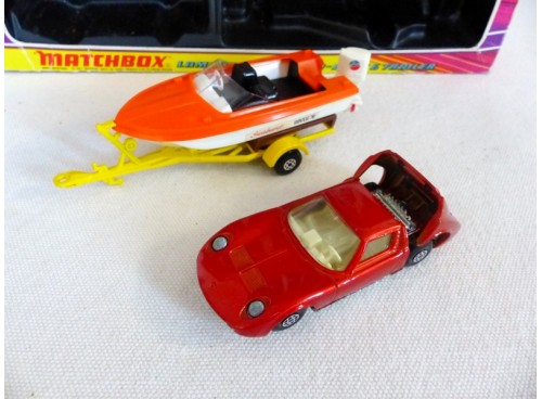 Matchbox SuperKings K-29 Lamborghini et Bateau avec remorque